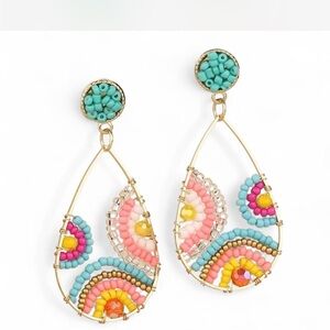 Colorful Beaded Teardrop Earrings | Boho Statement Dangle Jewelry